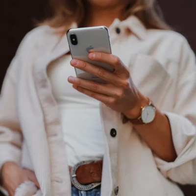 woman using an iPhone